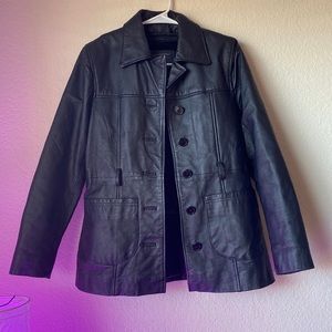 90s vintage 100% leather jacket with extra removable insulation